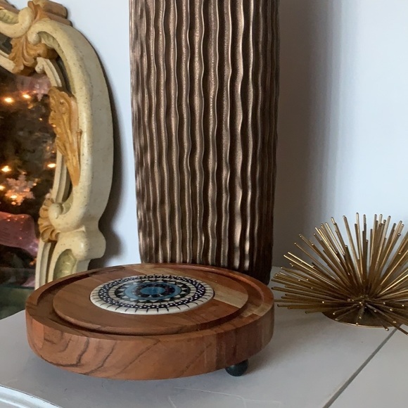 Flower Power Goodwood Cheese Tray pedestal tile wooden Mexican style boho‎ - Picture 12 of 12